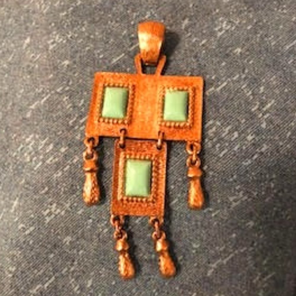 Sarah Coventry presents the Robot Pendant with Turquoise Stones, Hinged segments